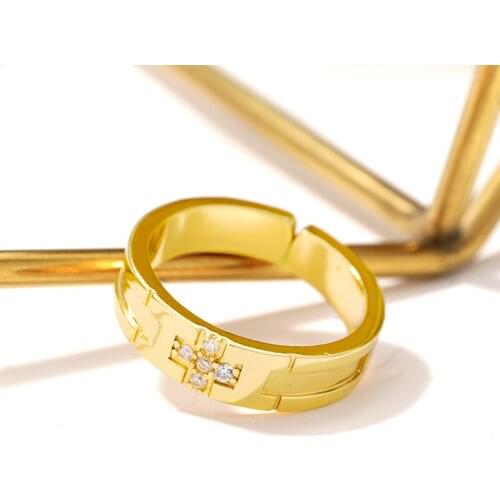 2020 New Fashion Zircon Cross Ring for Women Stainless Steel Opening Rings Valentines Day Gift Accessories Exquisite