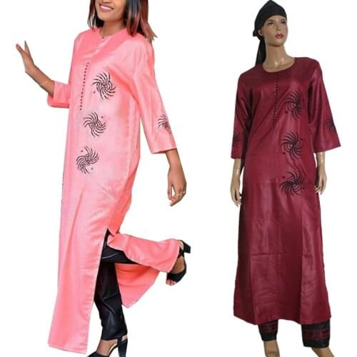 3 pieces set 2020 fashion african clothing for women dresses pant scarf set bazin riche robe embroidery african clothes S2946