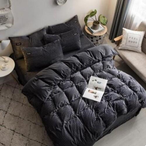 Microfine Bedding Set Duvet Cover Pillowcase Sheets Four-piece Thick Warm Velvet Bed Set Comforter Set Grade A Home Simple