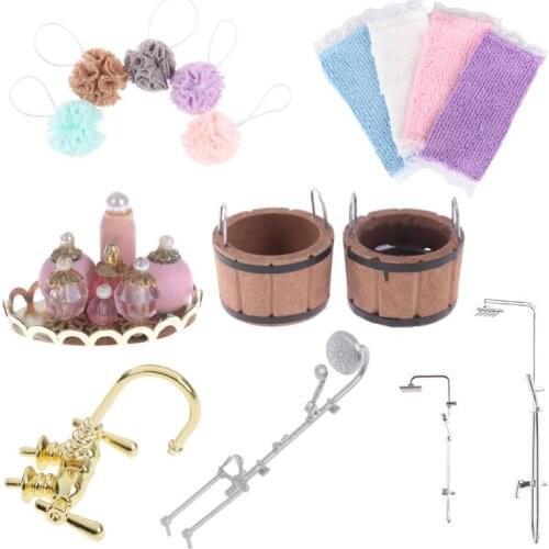 Colorful 1:12 Dollhouse Miniature Bath Ball Bath Shower Faucet Model Bathroom Furniture Accessories Baby Gift