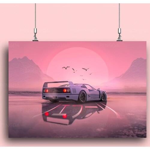 Modular Canvas Vaporwave Pictures Poster Prints Pink Painting Home Decor Luxury Car Wall Art Anime For Living Room No Framework