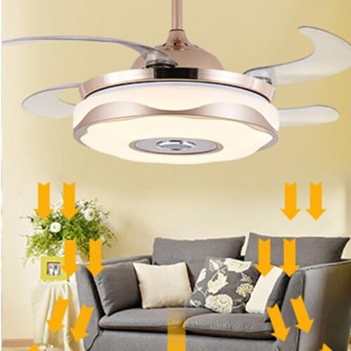 Invisible Fan Pendant Light Bluetooth Music Living Room Ceiling Fan Light Modern Minimalist Home Dining Room Bedroom Fan Lamp