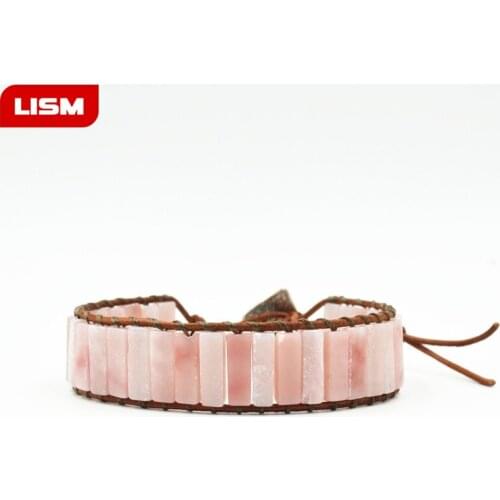 New Bohemia Stone Bracelet Femme Semi Precious Single Leather Wrap Bracelet Beads Statement Bracelet Holiday Jewelry