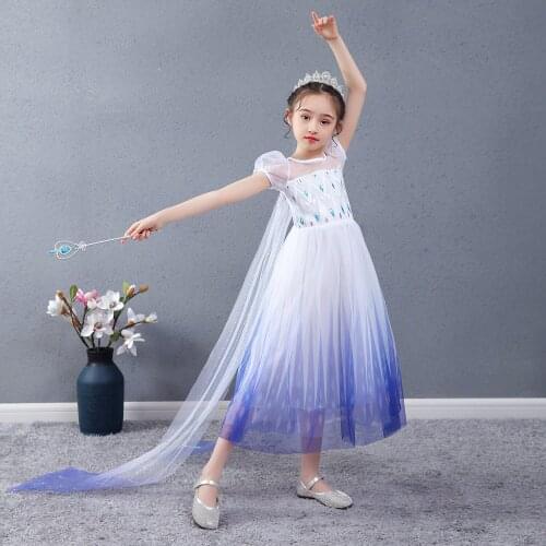 Original Frozen 2 Anna Princess Dress 3 Layers Child Girl Baby Summer Anime Cosplay Costume Halloween Childrens Birthday Gift