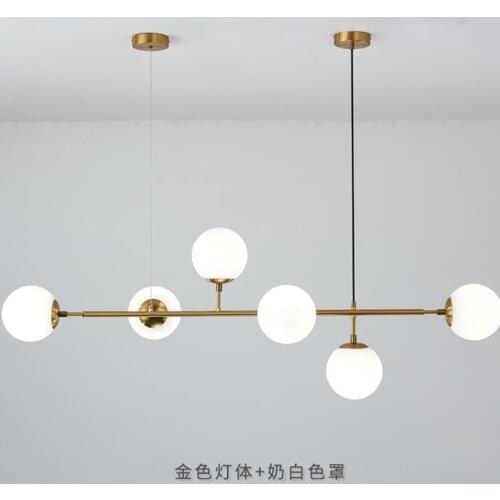 Nordic restaurant pendant light postmodern 6 lights black gold glass hanging lamps dining room kitchen bar suspention luminaire