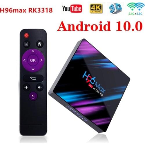 Smart TV BOX Android Box 10.0 H96 Max Rk3318 4K Dual Wifi BT Media Player Play Store Fast Android Tv Set Top BOX H96max Vs Iptv