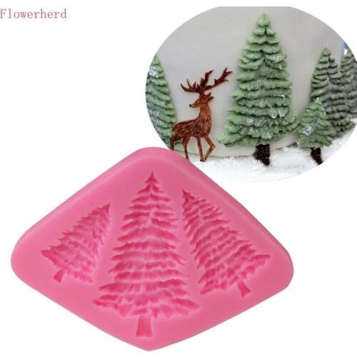 Fondant Silicone Mold Christmas Tree Cedar Pine Tree Chocolate Mold Cake Decoration Baking Tools Handmade Soap Mold Pastry Tools