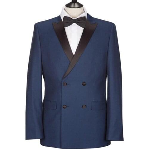 Navy Blue Double Breasted Men Suits for Wedding Groom Tuxedos Men Coat Formal Business Man Suit Set Jacket Fashion Jacket Only