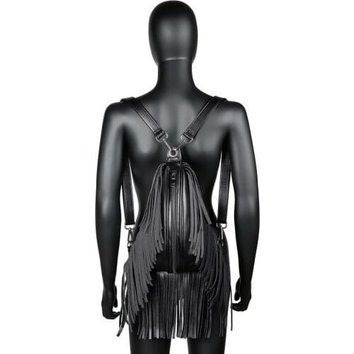 2021 Outdoor Fashion Tassel Backpack Wallet Luxury Designer Crossbody Bags Triangle Black PU Leather Bag Sac De Luxe Femme