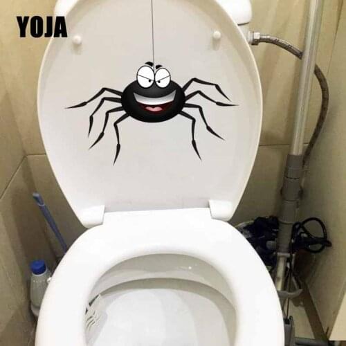 YOJA 24.2X22.7CM Cartoon Toilet Decal Bedroom Home Decor Wall Sticker Funny Inverted Spider T5-1349