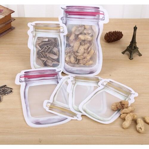 1set Bottle shape thick reusable Zip Lock storage bag snack bag sealed packaging Vacuum Bag for Food Tea Nut kitchen organizer