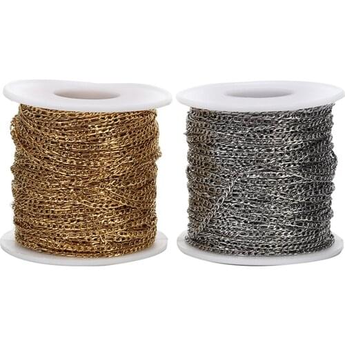 2Meters Gold Tone 2.5mm Width Curb Link Chain Stainless Steel NK 3:1 Chain For Handmade Necklace Bracelet Jewelry Making DIY