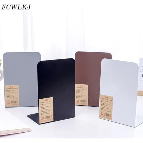 2021 New 2PCS/Pair Solid Color Bookends Metal Book Holder Desktop Bookshelf Student Bookcase Office Accessories Cute Stationery