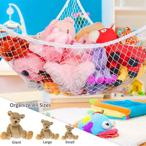 2021 New Mesh Net Toy Hammock Corner Stuffed Animals Kids Baby Hanging Storage Organizer