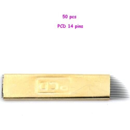 50PCS/Lot PCD 14 Pin Permanent Makeup Eyebrow Tatoo Blade Microblading Needles for Manual Makeup Pen Machine