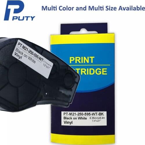 5pK M21-500-595 Label Black On White/red/yellow vinyl film Compatible for Brad BMP21 Plus ID PAL LABPAL Label Maker