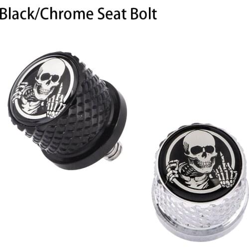 6mm Black/Chrome Skull Pattern Motorcycle Rear Seat Bolt Screw Nut Aluminum for Harley Sportster 1200 Ultra Glide Fatbob