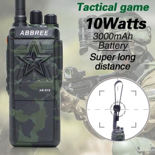 ABBREE AR-819 10W Powerful No magnetic Loudspeaker 16CH 3000Mah 10KM Long Range Walkie Talkie Hunting Ham CB Radio HF Transceive