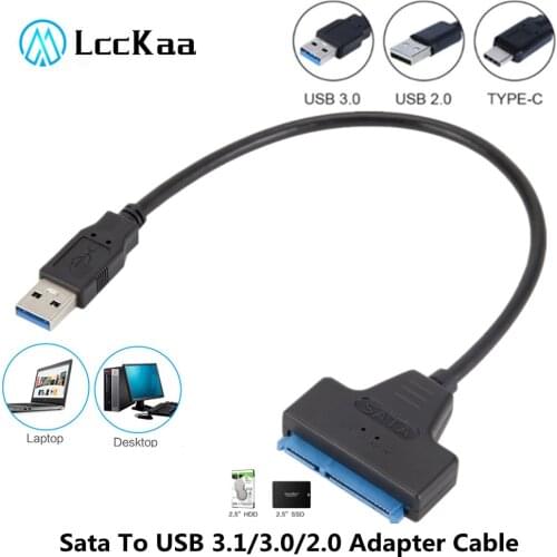 LccKaa Sata to USB 3.0 USB 2.0 Type C Adapter USB 3.0 SATA 3 Cable Up to 6 Gbps Support for 2.5 Inch External SSD HDD Hard Drive