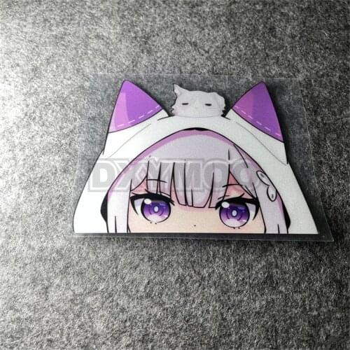 Car Electric Motorcycle Decal for Anime Emilia Re Zero Lovely Cute Waterproof Motor Bike Computer Sticker