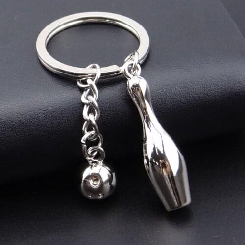 FREE SHIPPING BY DHL 100pcs/lot 2019 Fashion Sports Bowling Ball Keychains Metal Bowling Keyrings Gifts