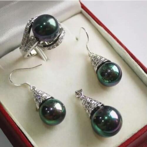 Free shipping Fashion Womens 12mm Light green Jade Pendant Necklace Earrings Ring set