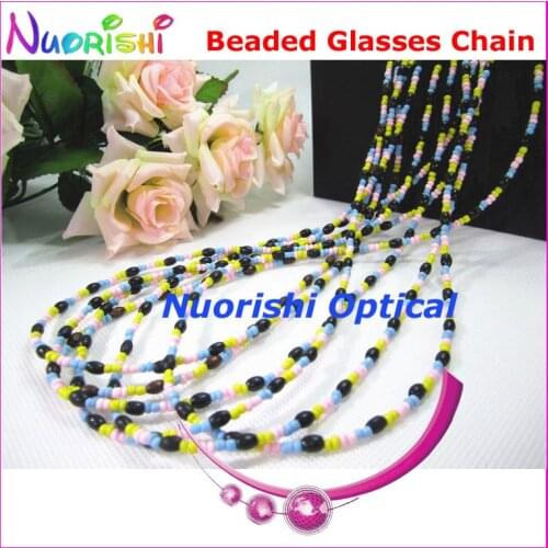 6pcs Nice Beaded Steel Wire Rope Eyeglasses Sunglasses Eyewear Spectacle Chain Cords Lanyard free shipping L843