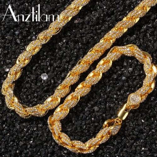 9mm Hip Hop Bling Large Rope Chain Iced Out Necklace Long Link Chain Choker for Men Rapper Jewelry Free Shipping