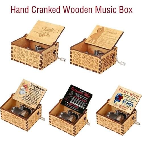 A Letter to My Daughter Hand-cranked Wooden Music Box Melody Musical Gifts You Are My Sunshine Birthday Favors Gift For Kids