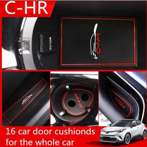 For Toyota C-HR 2018 3D Rubber Mat Door Slot Pad Cup Cushion Groove Mat Lnterior Anti Slip Mat Car Accessories Styling