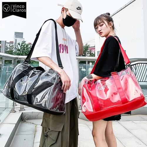 Trend Youth Travel Handbags Fashion Waterproof PVC Fabric Transparent Bags Unisex Weekend Sport Gym Duffle Bag Mens Luggage Bag