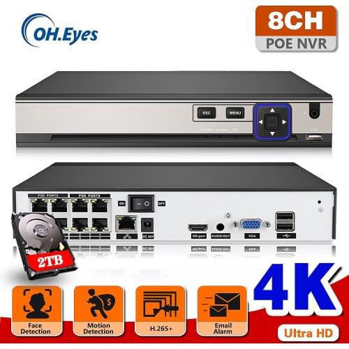 OH.EYES H.265 8CH 4K POE NVR Security IP Camera video Surveillance CCTV System P2P ONVIF 5MP/4K Network Video Recorder