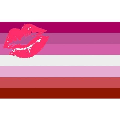 LGBT Rainbow Homosexual Lipstick Kiss Lip Lesbian 3x5 FT 150X90CM Banner 100D Polyester Flag Brass Grommets, Free Shipping