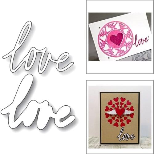 2020 New Valentines Day English Words Love and Silhouettes Metal Cutting Dies For DIY Cut Paper Craft Making Card Scrapbooking