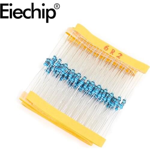 100pcs/lot 1/4W 1% Metal film resistor 6.2R 0.25W resistance 6.2 ohm Throught Hole