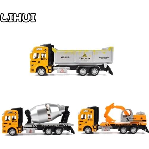 Truck Alloy Diecast Car Model Pull Back Car Toys Carrier Vehicles Construction Excavator Engineering Car Toys for Kids Boys Gift