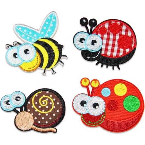 Cartoon Insect Ladybug Bee Iron On Patches Sewing Embroidered Applique for Jacket Clothes Stickers Badge DIY Apparel Accessories