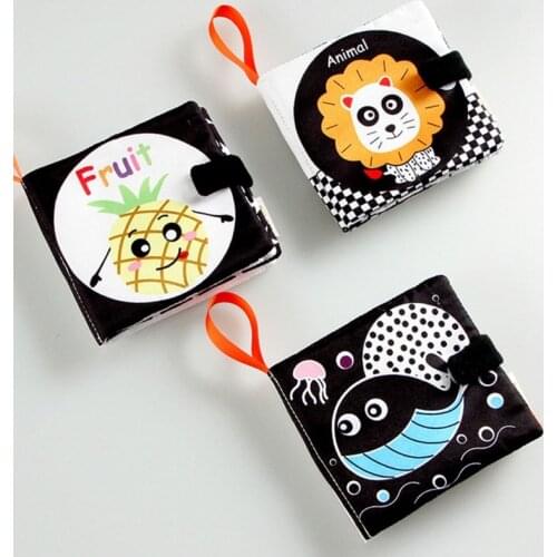 Soft Book Tearproof Book Marine Animal Fruit Theme Bright Color Interactive Crinkle 3D Book for Baby Learning Crawling