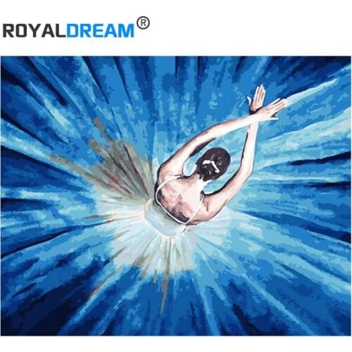 ROYALDREAM Blue ballet Abstract Painting Diy Digital Painting By Numbers Canvas Painting For Living Room Wall Art Home Decor