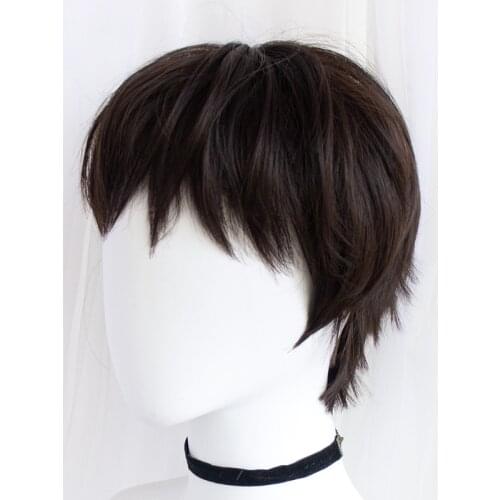 Natural Black Brown Wig Harajuku Prince Lolita Hair Neutral Gender Short Straight Hair Adult Girls Boys Women Men Cosplay