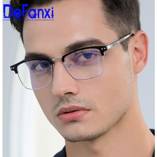 Mens Blue Light Glasses Vintage Half Frame Eyeglasses Women Square Portable Optical Glasses Vision Care Gaming Computer Glasses