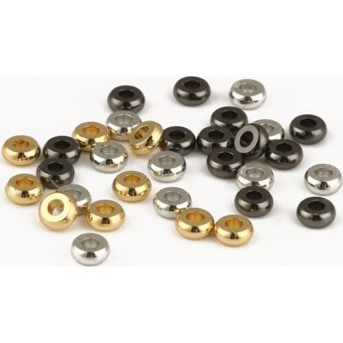 4/6/8mm Stainless Steel Wheel Spacer Beads Flat Round Loose Charm Beads For Jewelry Making DIY Bracelet Supplies Accessories