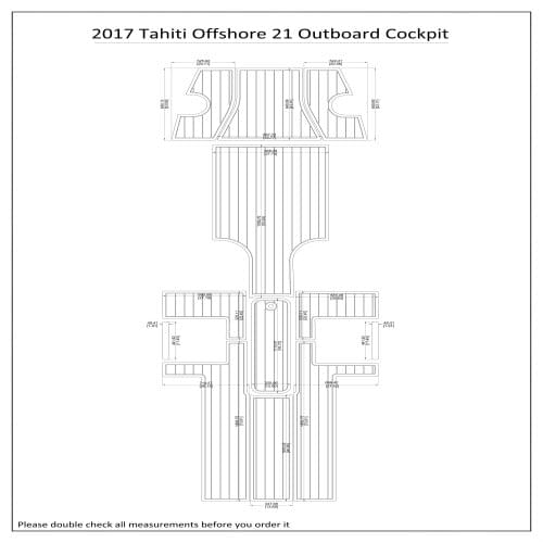 2017 Tahiti Offshore 21 Outboard Cockpit Pad Boat EVA Teak Decking 1/4" 6mm