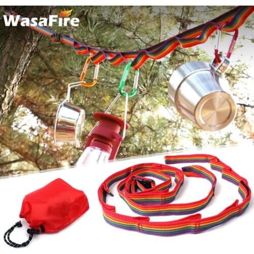 2M Camping Traveling Portable Hanging Tree Rope Straps Colorful Rope Rainbow Tent Cup Hang Lamp Outdoors Clothes Line
