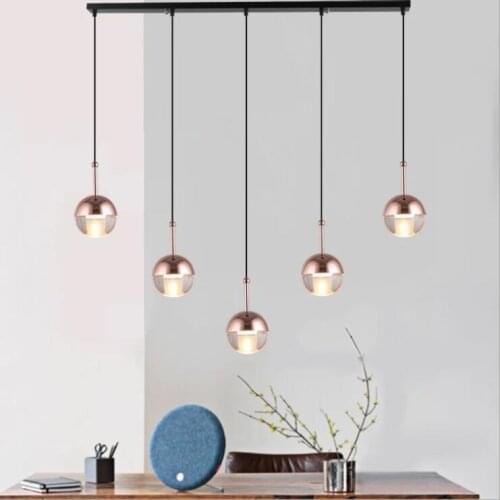 Simple creative gold single head ball chandelier stairs restaurant bar bedside rose gold G4 LDE glass ball pendant lamp