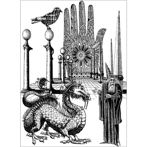 Priest and Dragon Transparent Clear Stamps for DIY Scrapbooking/Card Making/Kids Christmas Fun Decoration Supplies ST1032