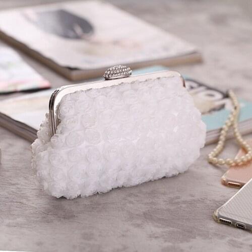 Luxury Women Evening Party Handbag Pearl Beaded Rhinestone Crystal Dinner Pear Bags Silver Metal Frame Clutch