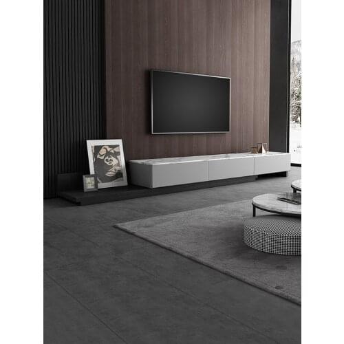 Light luxury telescopic rock TV cabinet tea table combination modern simple living room new fashion minimalist Italian furniture