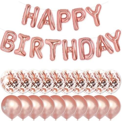 Rose Gold Happy Birthday Balloons 16 inch Letters Banner Birthday Party Decorations and Supplies for Girls and Women