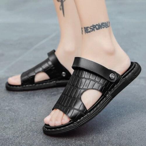 Summer Men Leather Sandals Soft Breathable Shoes Men Roman Comfortable Outdoor Walking Footwear Good Quality
